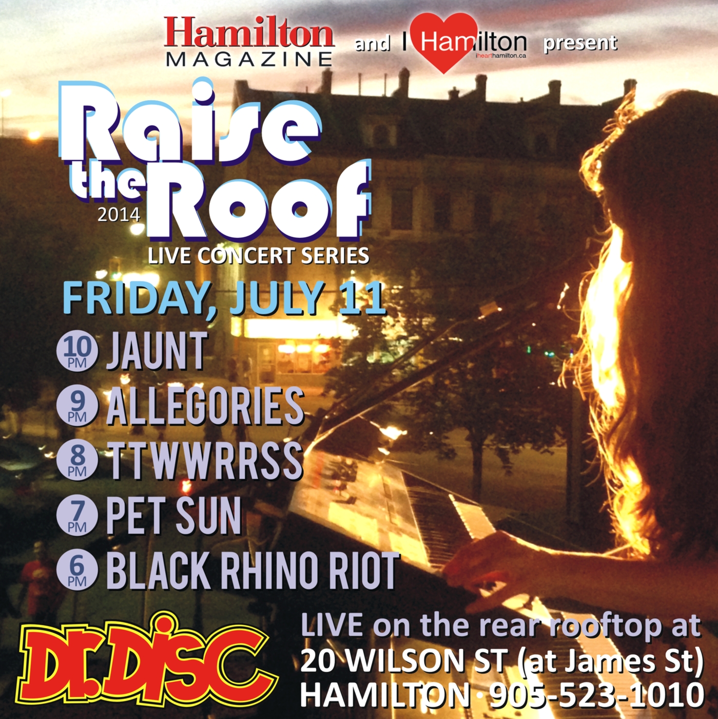 ANNOUNCEMENT: I HEART HAMILTON CO-PRESENTS RAISE THE ROOF @ DR. DISC