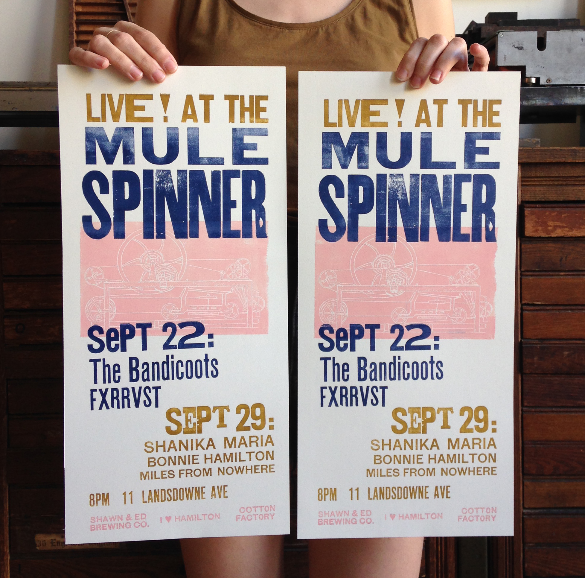 Live at The Mule Spinner. Poster by AllSortsPress.